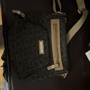 Calvin Klein Monogram Black and Tan Bag